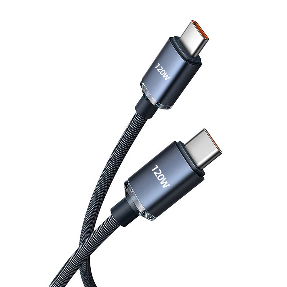 Two USB-C cables with '120W' marking on a white background
