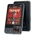 Music player with display showing music app interface on a white background