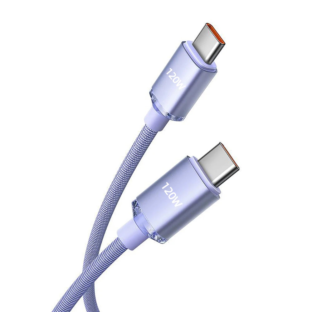 Two USB-C cables with '120W' marking on a white background